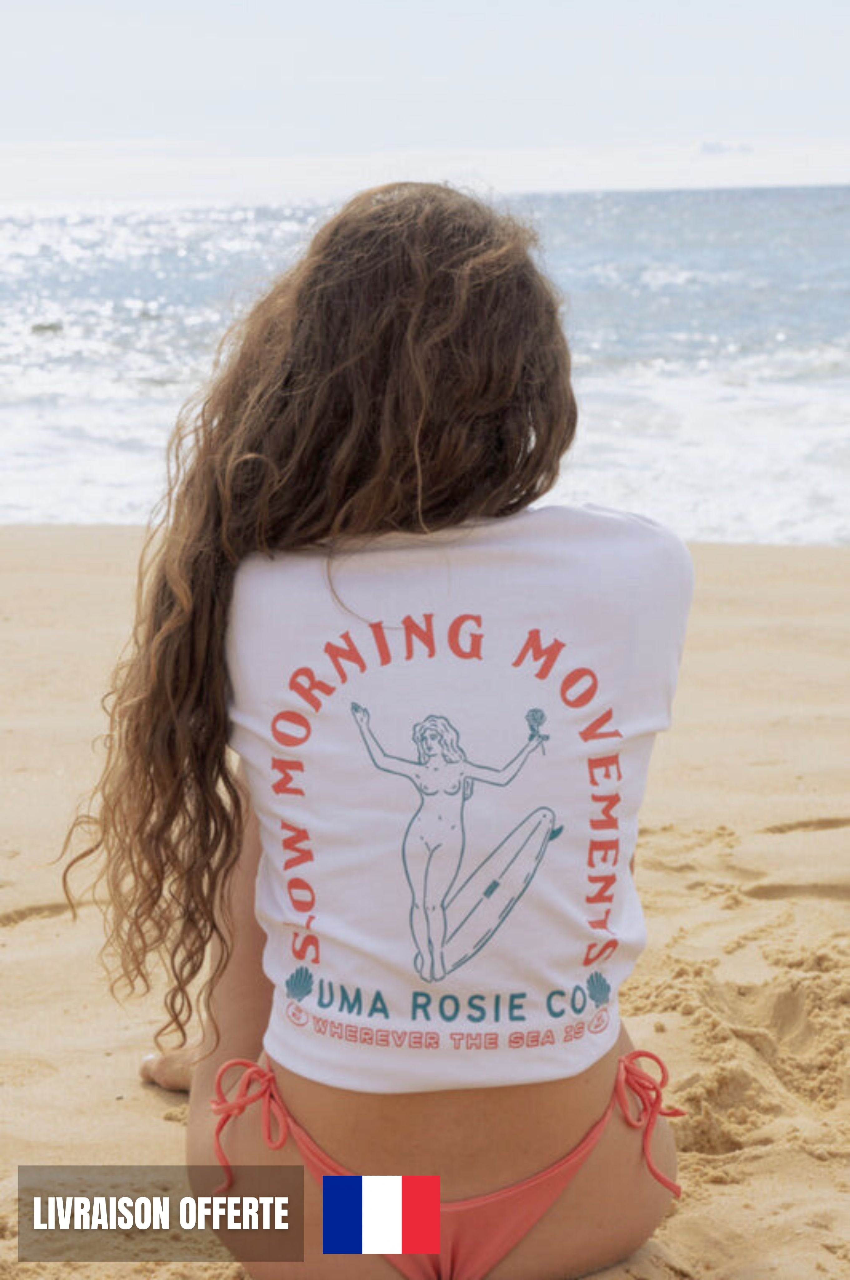 t-shirt made in france uma rosie femme en coton blanc