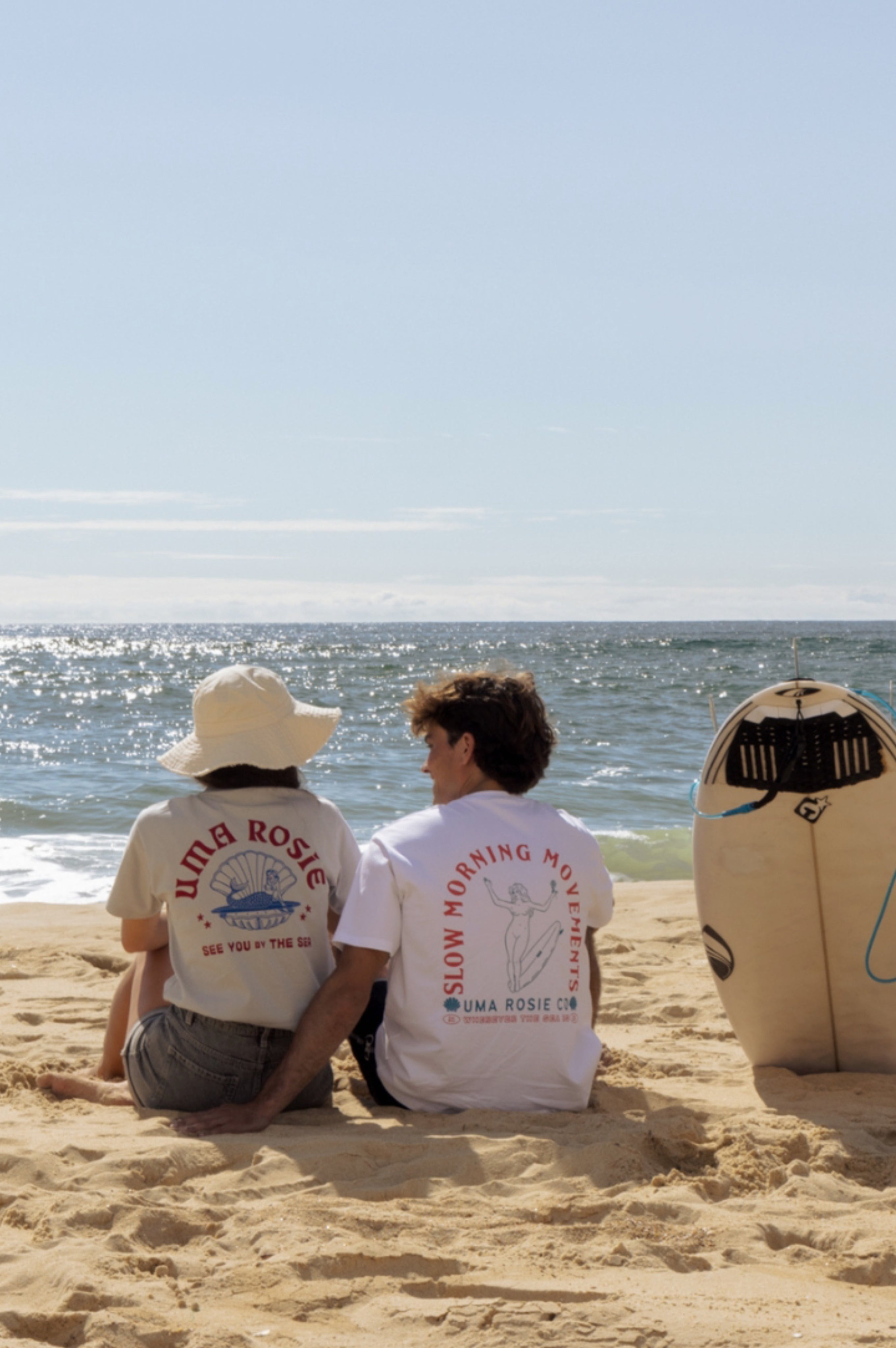 T-shirt Surf Blanc Made in France T-shirt Surfwear couple plage surfer