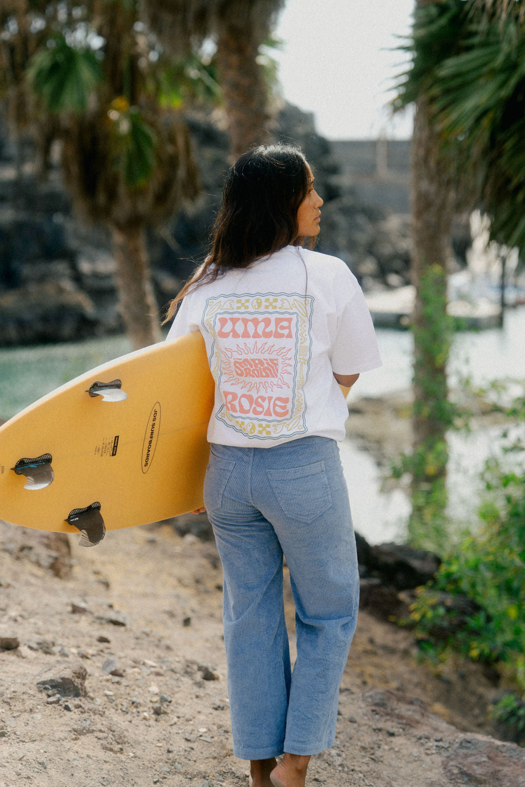 T-shirt Surfwear Homme Femme Blanc Fabriqué au Portugal Imprimé Dos Coton épais et Supérieur