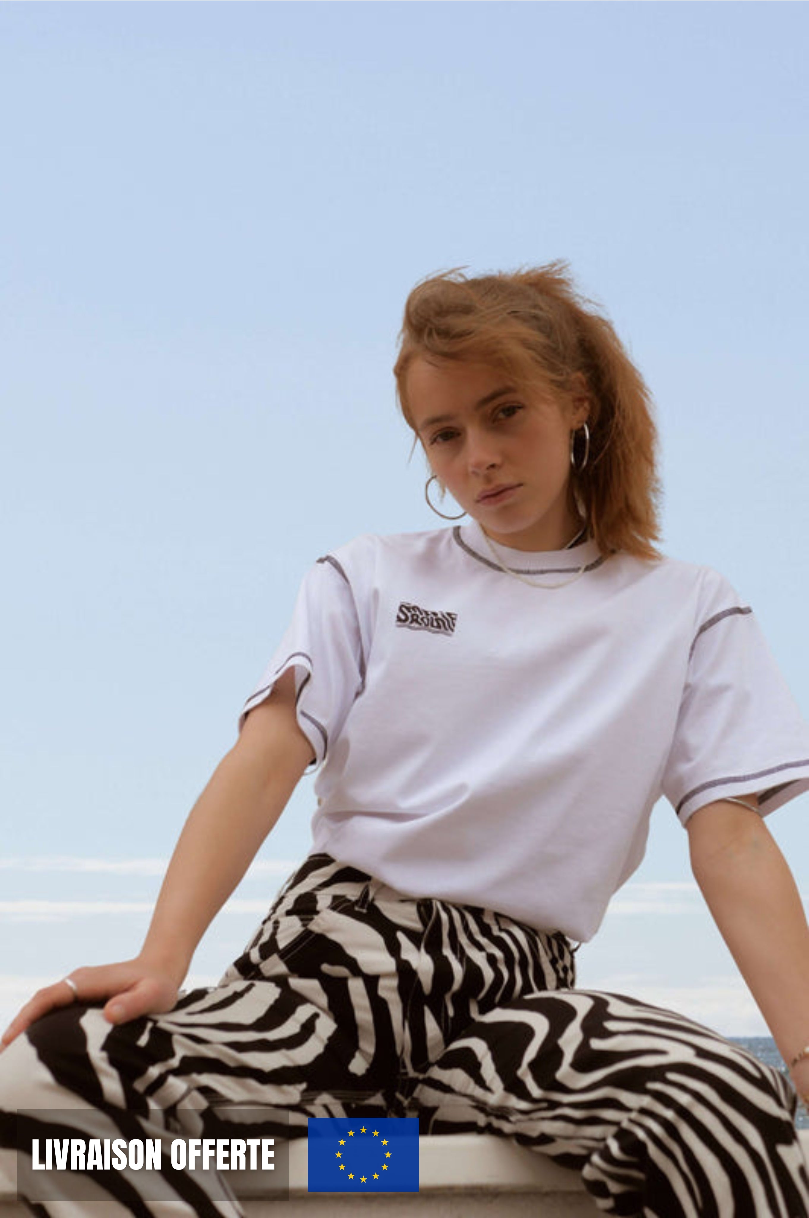 t-shirt femme blanc avec coutures