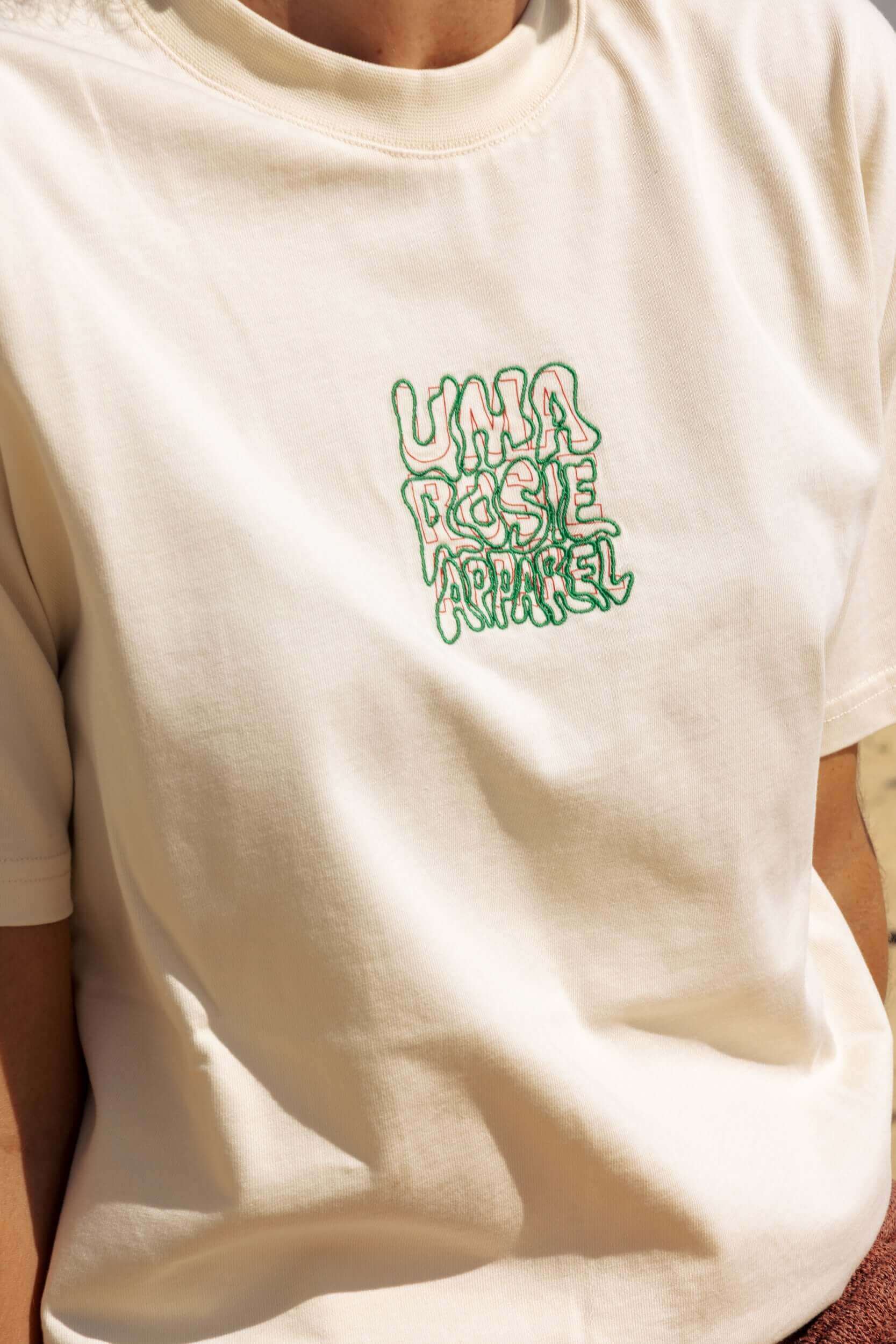 T-shirt homme broderie épais écru éthique