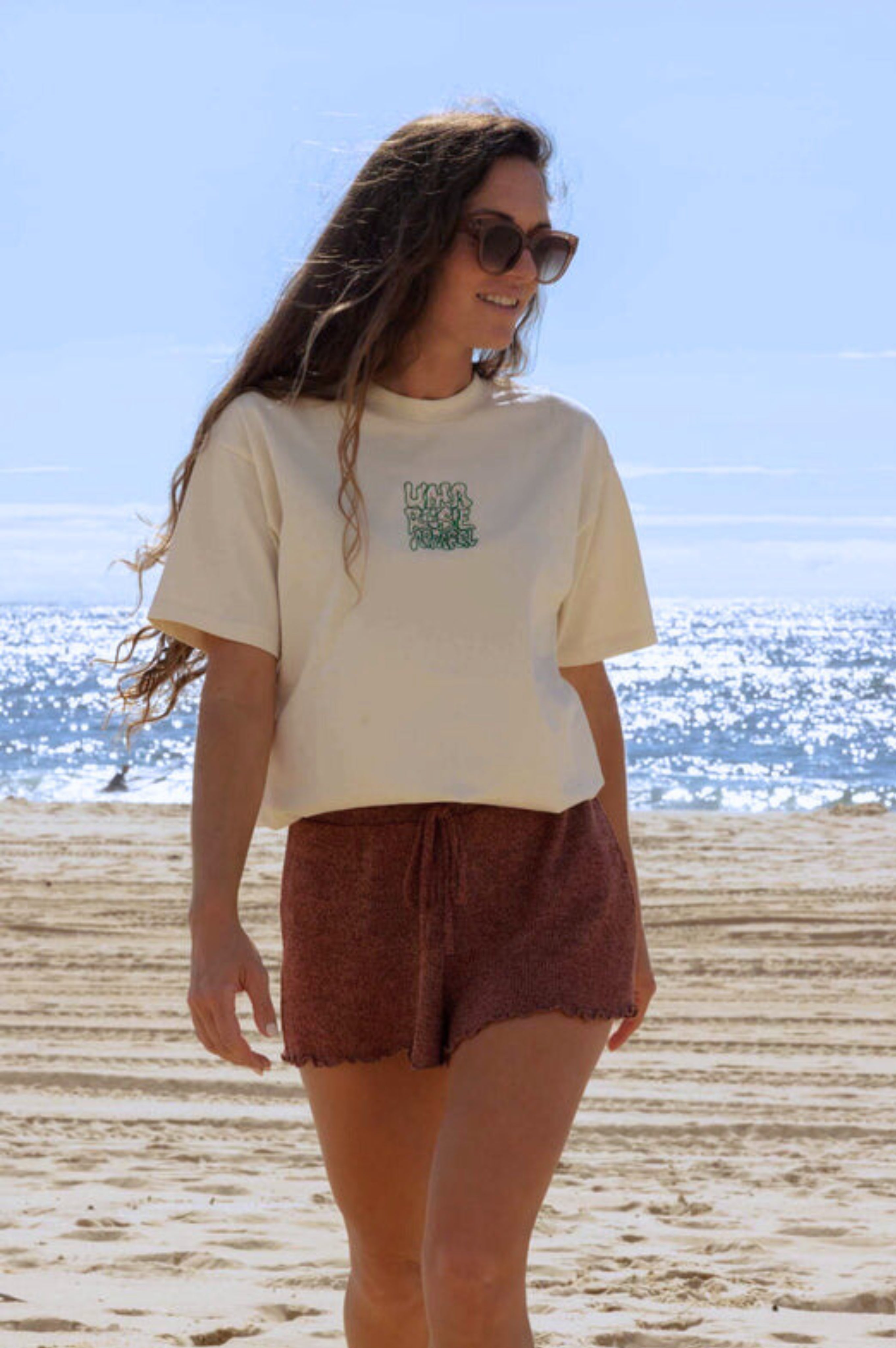 T-shirt Brodé Écru | Fabriqué au Portugal