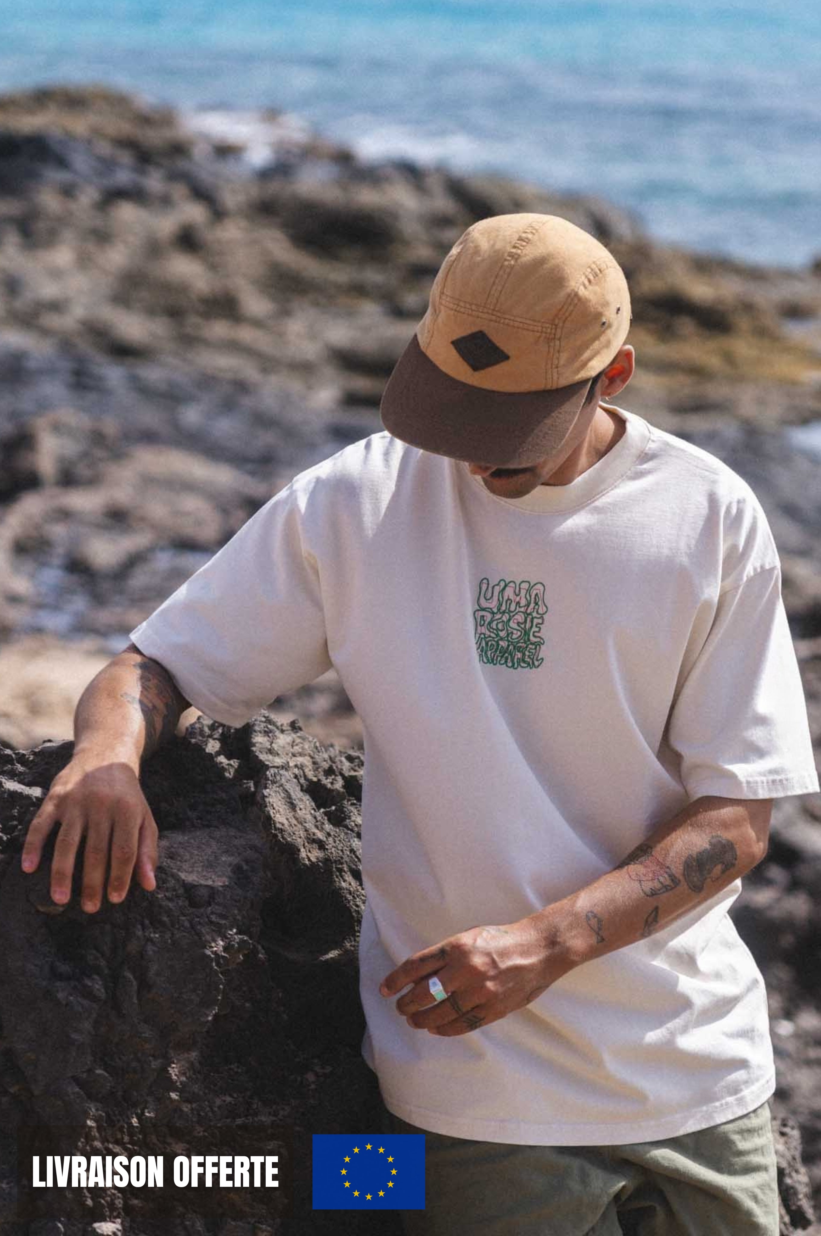 T-shirt Brodé Écru | Fabriqué au Portugal